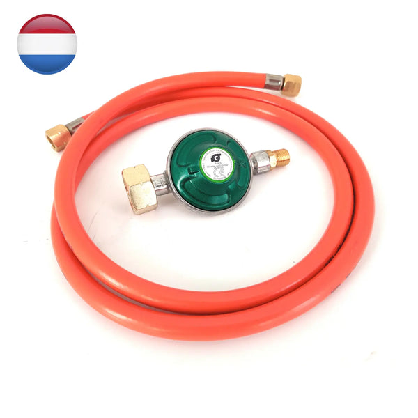 IGT | Gasregulator NL, gasdrukregelaar 30 mBar set met slang 1,5 m - Buitenvuur